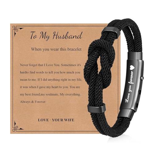 Milan Cord Bracelet, with Zinc Alloy, handmade, adjustable & for man, black Approx 7.48-9.45 Inch 