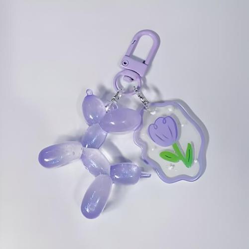 Resin Key Clasp, with Zinc Alloy, Dog, half handmade, portable & Unisex & luminated 80mm 