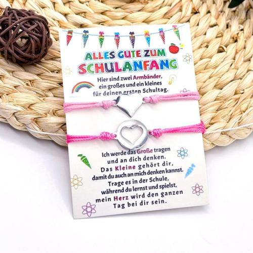 acero inoxidable 304 Pulsera de pareja, con Cordón de cera, hecho a mano, ajustable & diferentes estilos para la opción & para la pareja, Vendido por Set[