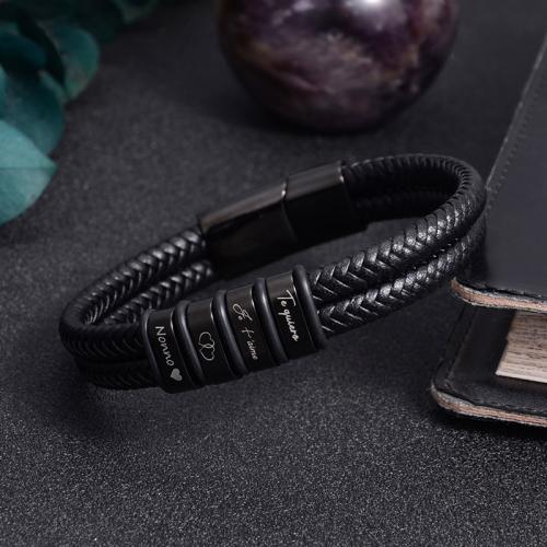 304 Edelstahl Armband, mit PU Leder, plattiert, verschiedene Größen vorhanden & für den Menschen, keine, verkauft von PC[