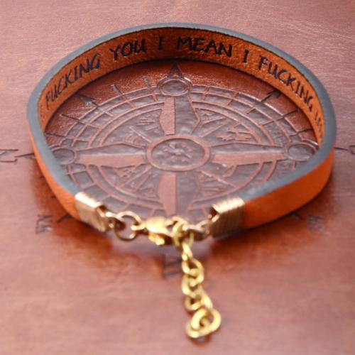 Kuhhaut Armband, mit Zinklegierung, unisex & mit Brief Muster, Länge:ca. 6.3 ZollInch, verkauft von PC