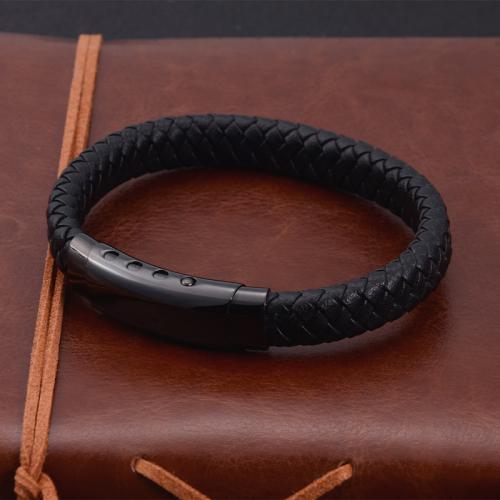 PU Leder Armband, mit Zinklegierung, unisex & verschiedene Größen vorhanden, schwarz, verkauft von PC[