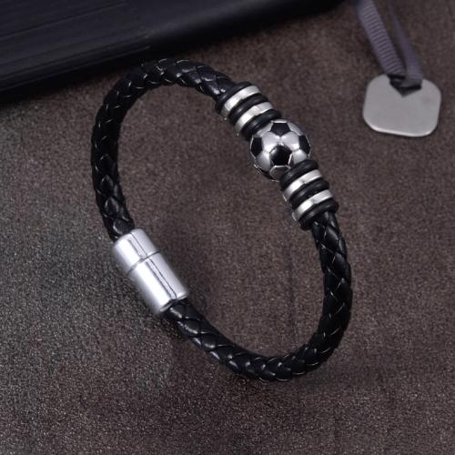 cuir PU bracelet, avec Acier inoxydable 304 & alliage de zinc, Football, normes différentes pour le choix & pour homme, Vendu par PC