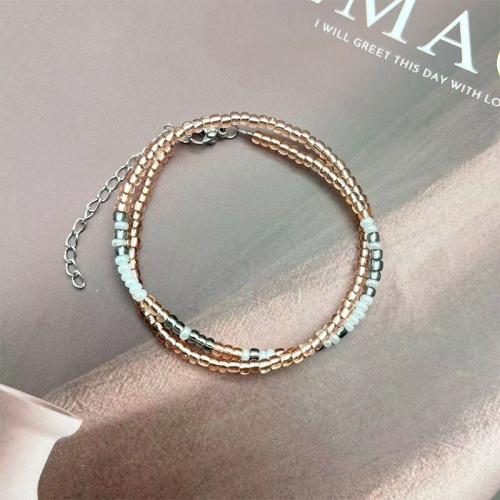 Seedbead Armband, mit 304 Edelstahl, handgemacht, Doppelschicht & unisex, Länge:ca. 13 ZollInch, verkauft von PC