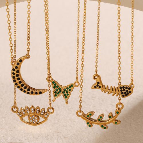 ステンレス鋼のジュエリーネックレス, 304ステンレススチール, ゴールドメッキ, ファッションジュエリー & ライン石のある, 無色, 売り手 パソコン