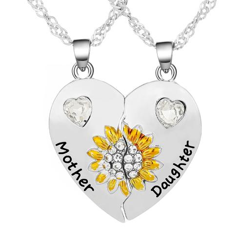 Rhinestone Zinc Alloy Necklace, plated, 2 pieces & for woman & enamel & with rhinestone 