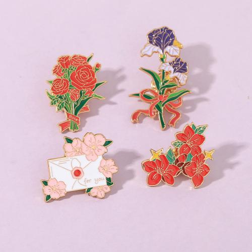 Broche émail, alliage de zinc, Bouquet, unisexe & styles différents pour le choix, doré, Vendu par PC