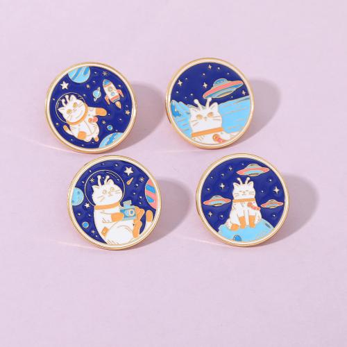 Zinc Alloy Jewelry Brooch, Round, stoving varnish, fashion jewelry & Unisex golden 