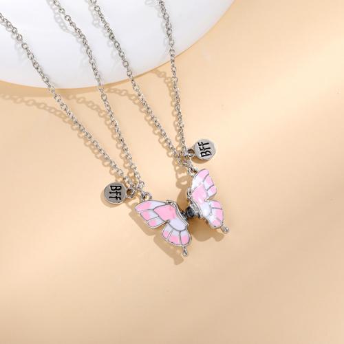 Enamel Zinc Alloy Necklace, plated, 2 pieces & Unisex 