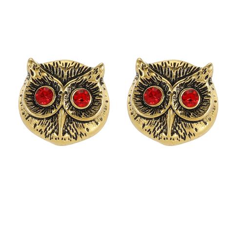 Zink Legierung Manschettenknöpfe, Zinklegierung, Eule, plattiert, Modeschmuck & unisex & mit Strass, goldfarben, verkauft von Paar