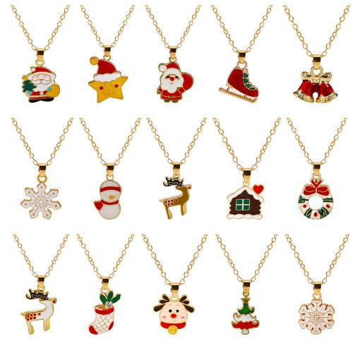 Bijoux de Noël Collier Pull, alliage de zinc, Placage, Conception de Noël & unisexe & styles différents pour le choix & émail, plus de couleurs à choisir, Vendu par PC[
