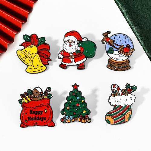 Broche de bijoux de Noël, alliage de zinc, Conception de Noël & unisexe & styles différents pour le choix & émail, noire, Vendu par PC[