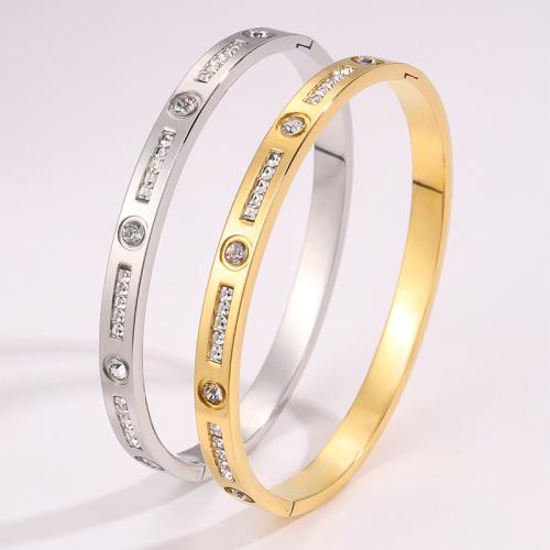 Bracelet en acier inoxydable, Acier inoxydable 304, Placage, bijoux de mode & pour femme & avec strass, plus de couleurs à choisir, Vendu par PC