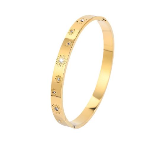 Bracelet en acier inoxydable, Acier inoxydable 304, Plaqué or 18K, bijoux de mode & pour femme & avec strass, Vendu par PC