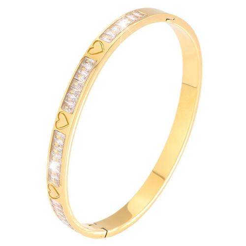 Bracelet en acier inoxydable, Acier inoxydable 304, Placage, bijoux de mode & pour femme & avec strass, doré, Vendu par PC