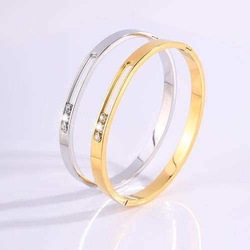 Bracelet en acier inoxydable, Acier inoxydable 304, Placage, pour femme & avec strass & creux, plus de couleurs à choisir, Vendu par PC