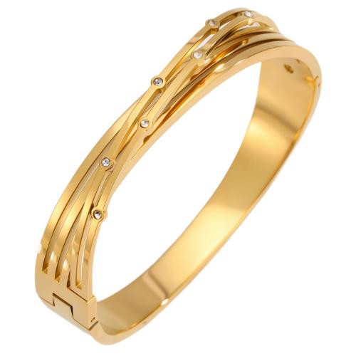 Bracelet en acier inoxydable, Acier inoxydable 304, Placage, trois couches & pour femme & avec strass, plus de couleurs à choisir, The inner ring diameter is 6cm, Vendu par PC