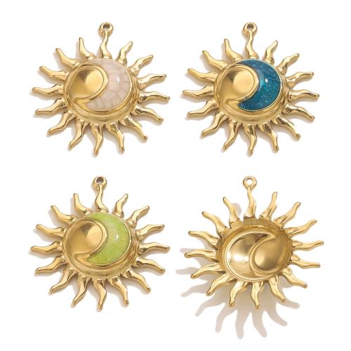 Emaille Edelstahl Anhänger, 304 Edelstahl, Sonne, plattiert, DIY, keine, verkauft von PC