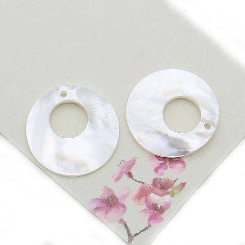 Natürlichen Muschel -Anhänger, Weiße Lippenschale, rund, DIY & hohl, weiß, 25x25mm, verkauft von PC