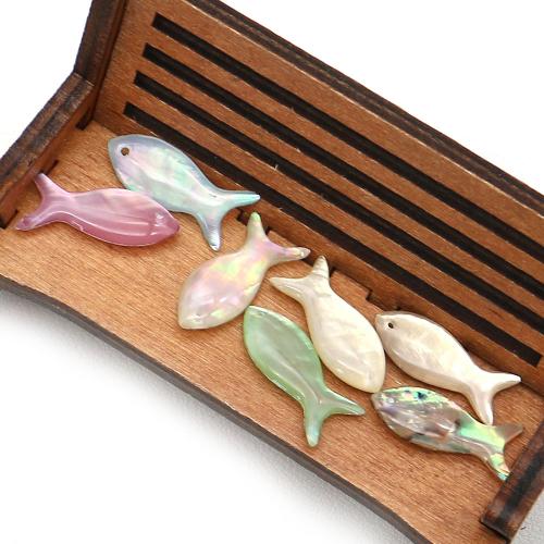 Abalone Muschel Anhänger, Seeohr Muschel, mit Epoxy-Sticker, Fisch, DIY, keine, 11x24mm, verkauft von PC[