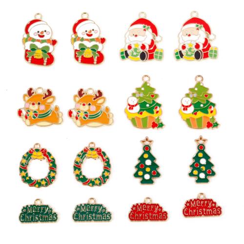 Pendentifs de Noël en alliage de zinc, Placage de couleur d'or, DIY & émail, plus de couleurs à choisir Vendu par sac[