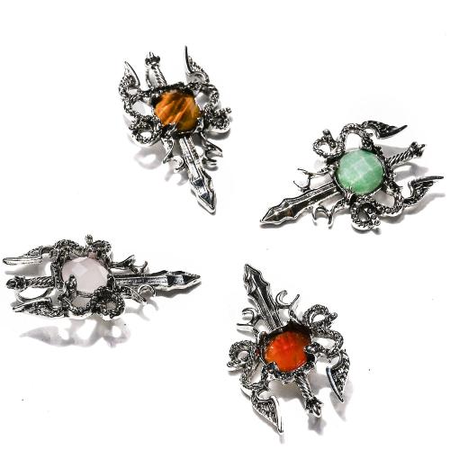 pendentif en alliage zinc à gemme , pierre gemme, avec alliage de zinc, Placage de couleur d'or, DIY, plus de couleurs à choisir Vendu par PC