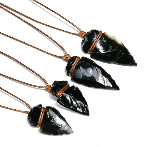 Pendentif obsidienne noire, Placage de couleur d'or, bijoux de mode, plus de couleurs à choisir, 30-50mm, Vendu par PC[