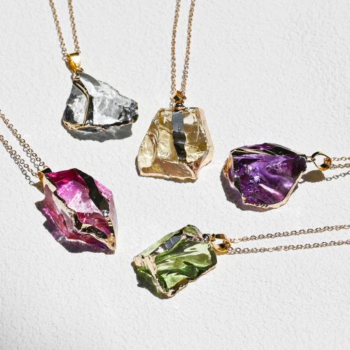 Quartz synthétique Pendentif, avec alliage de zinc, Placage de couleur d'or, DIY, plus de couleurs à choisir Vendu par PC