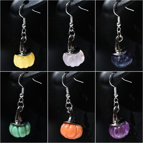 Edelstein Tropfen Ohrring, mit Zinklegierung, goldfarben plattiert, Modeschmuck, keine, 15x40mm, verkauft von Paar[