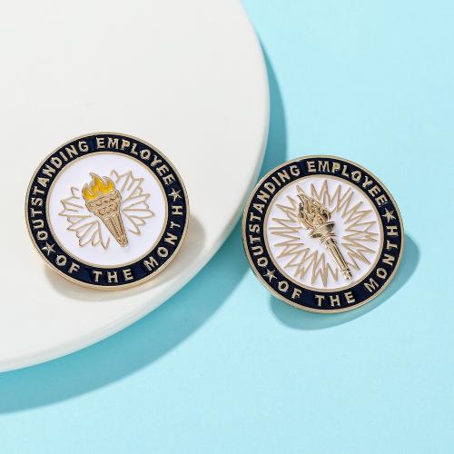 Broche émail, alliage de zinc, Rond, unisexe & modèles différents pour le choix, doré, Vendu par PC
