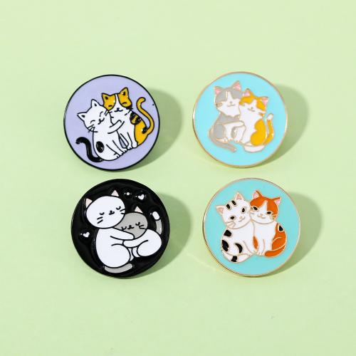 Broche émail, alliage de zinc, Rond, unisexe & modèles différents pour le choix, noire, Vendu par PC