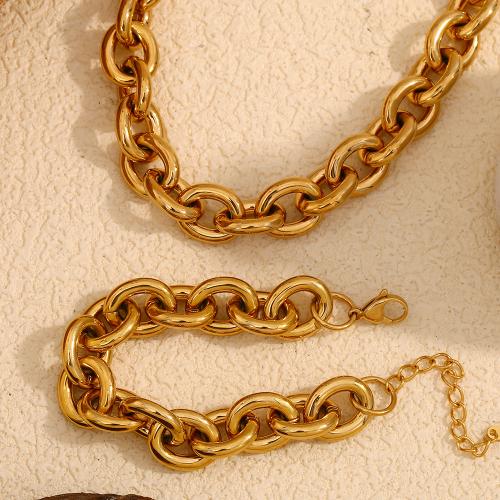 Parures de bijoux en acier inoxydable, acier inoxydable 316L, Plaqué or 18K, bijoux de mode & styles différents pour le choix & pour femme, Vendu par PC