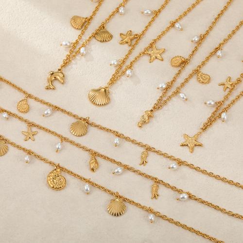 ステンレス鋼のジュエリーネックレス, 304ステンレススチール, とともに プラスチック製パール, 18Kゴールドメッキ, ファッションジュエリー & 異なるスタイルを選択 & 女性用, 売り手 パソコン