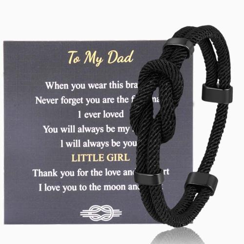 Cordón de Milán Pulsera, con acero inoxidable 304, hecho a mano, ajustable & diferentes patrones para la opción & para hombre, Negro, longitud:aproximado 7.5-9 Inch, Vendido por UD