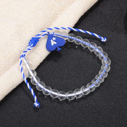 Cristal Pulsera, con Tela de algodón & aleación de zinc, hecho a mano, unisexo & ajustable, longitud:aproximado 6.5-11 Inch, Vendido por UD[