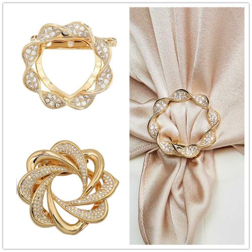 alliage de zinc Boucle de foulard, avec perle de plastique, Placage, styles différents pour le choix & pour femme & avec strass, 36mm, Vendu par PC[