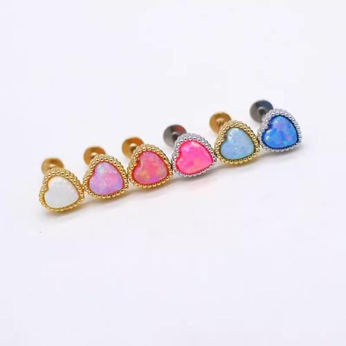 Acier inoxydable 304 boucle d oreille dormeuse, avec Gemme synthétique, Placage, styles différents pour le choix & pour femme, Couleur aléatoire, Vendu par PC