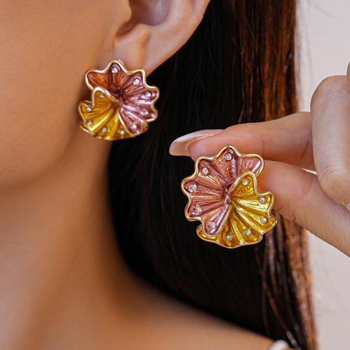 Zink Legierung Strass Ohrstecker, Zinklegierung, goldfarben plattiert, Modeschmuck & Emaille & mit Strass, keine, verkauft von Paar