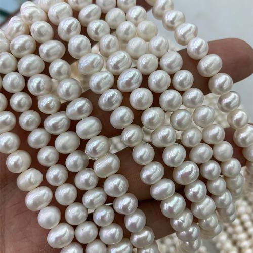 Perle comme Pommes de terre perles d'eau douce, perle d'eau douce cultivée, pomme de terre, DIY, blanc, 7-8MM .5 cm Vendu par brin[