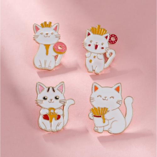 Broche émail, alliage de zinc, chat, unisexe & styles différents pour le choix, doré, Vendu par PC
