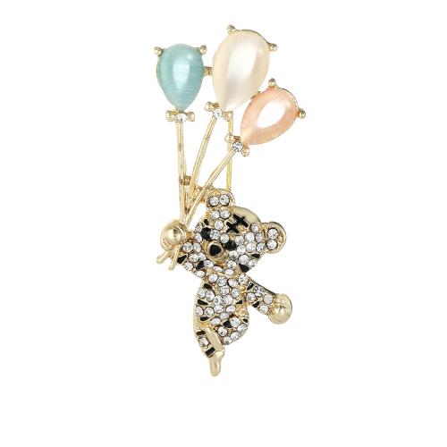 Strass Zink Legierung Brosche, Zinklegierung, mit Strass, Modeschmuck & Micro pave Zirkonia & für den Menschen, goldfarben, verkauft von PC