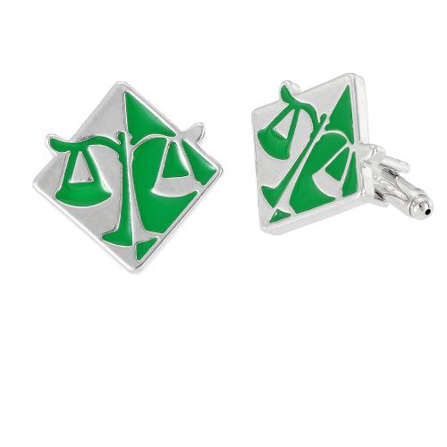 Zink Legierung Manschettenknöpfe, Zinklegierung, plattiert, Modeschmuck & für den Menschen & Emaille, Silberfarbe, verkauft von Paar