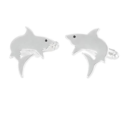 Zink Legierung Manschettenknöpfe, Zinklegierung, Dolphin, plattiert, Modeschmuck & für den Menschen, Silberfarbe, verkauft von Paar