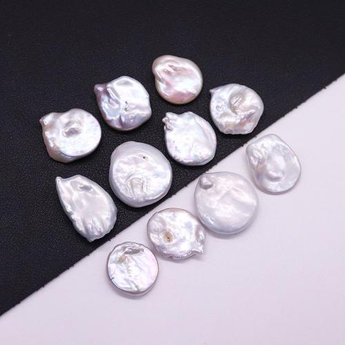 Button Cultured Freshwater Pearl Beads, Baroque, DIY & no hole, white, 20mm cm 