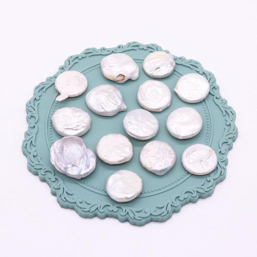 Button Cultured Freshwater Pearl Beads, DIY & no hole, white 