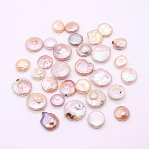 Button Cultured Freshwater Pearl Beads, DIY, multi-colored, 14mmx14mm- 