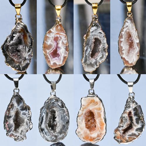 Natural Agate Pendentif Druzy, agate quartz de glace, avec alliage de zinc, Placage, DIY, Couleur aléatoire Vendu par PC[