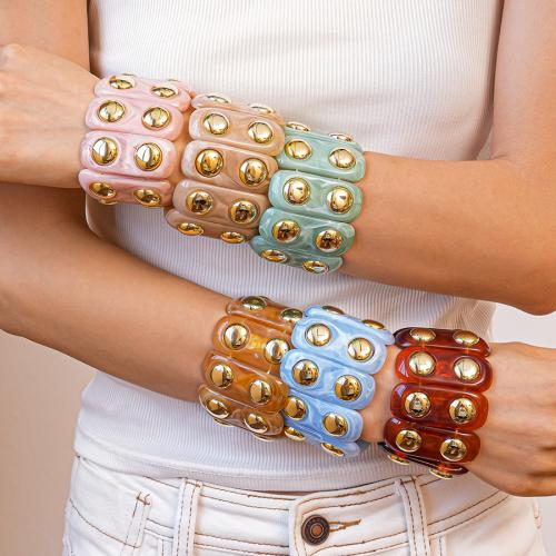 Acrylic Bracelets, Zinc Alloy, with Acrylic, gold color plated, fashion jewelry 