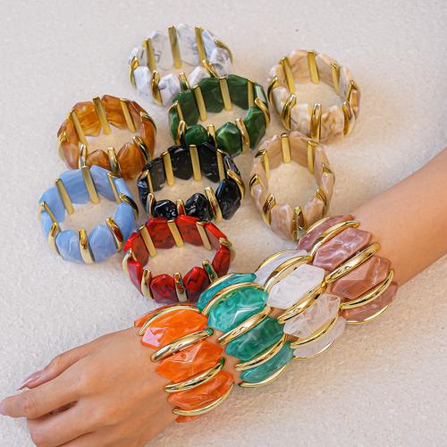 Acrylic Bracelets, with Zinc Alloy, gold color plated, fashion jewelry 