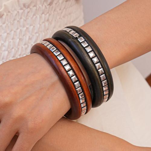 bois bracelet ordinaire, Placage de couleur d'or, bijoux de mode, plus de couleurs à choisir, Vendu par PC